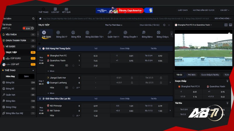 Cá cược bóng đá được yêu thích nhất trên AB77 Thể Thao